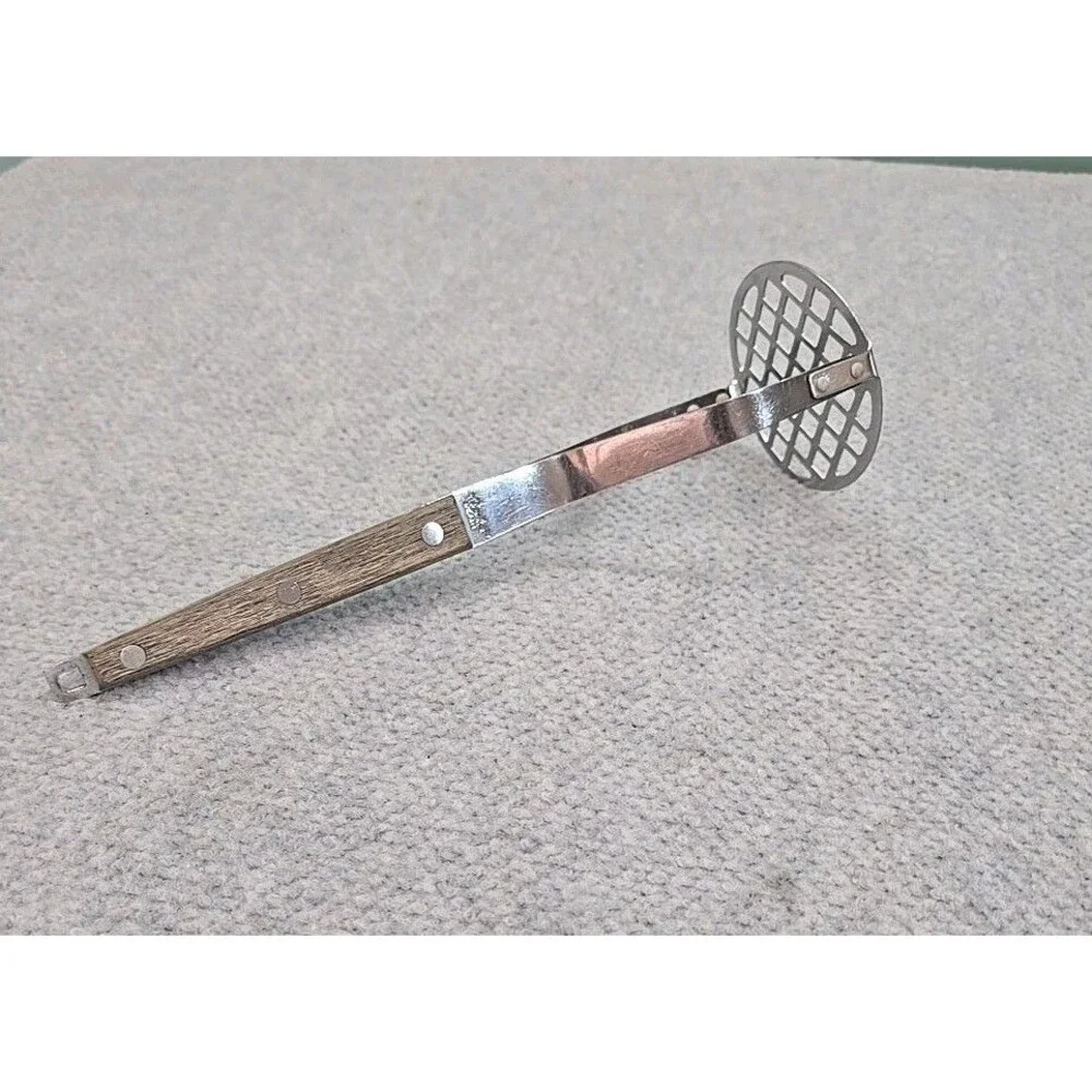 Vintage Royalton Stainless Potato Masher Wood Handle Japan 10 Inches